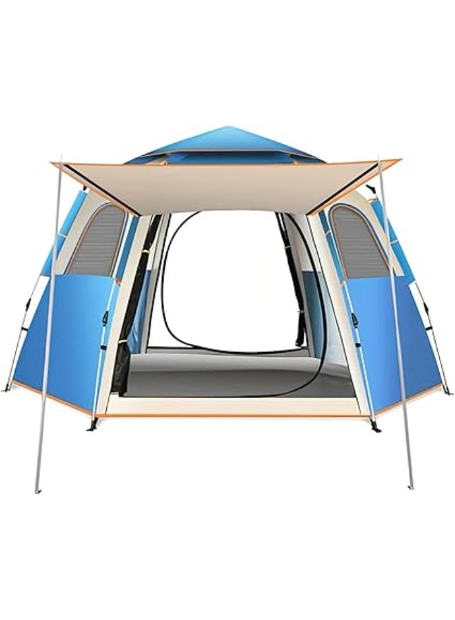 4-person Camping Tent, Fully Automatic Outdoor Thickened Rainproof Hexagonal Tent, Foldable Outdoor Tent, with Removable Rainproof Roof and Handbag, Suitable for Family Picnics, Beach Parties, Hiking - Image 1